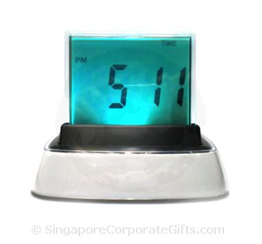 Push Panel Color-Changing LCD Clock 213 White